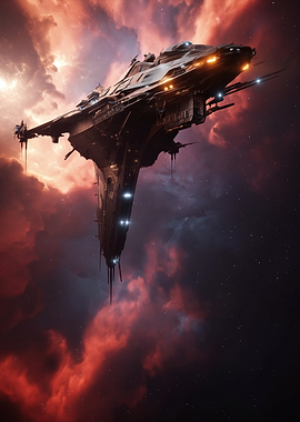 Massive Spaceship in Nebula