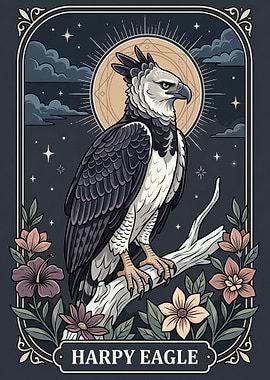 Harpy Eagle in Floral Setting