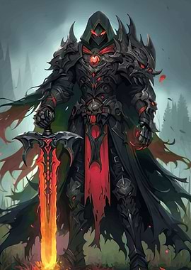 Dark Knight with Fiery Sword