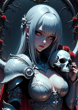 Gothic Angel with Skull and Roses