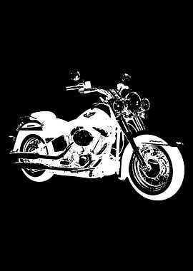 White Motorcycle on Black Background