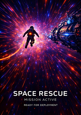 Astronaut and Spaceship in Cosmic Nebula