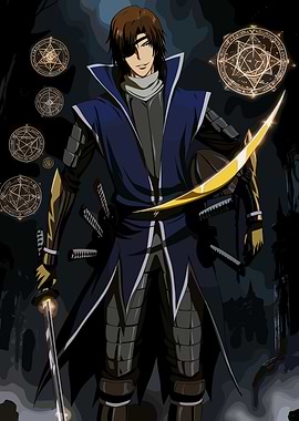 Date Masamune with swords and magic circles