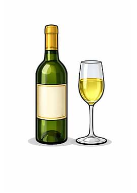 White wine bottle and glass