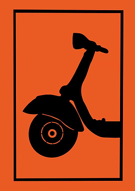 Black Scooter Silhouette on Orange Background