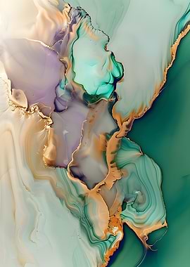 Abstract Fluid Art with Gold Accents