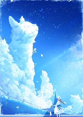 Girl Reaching for Cloud Cat