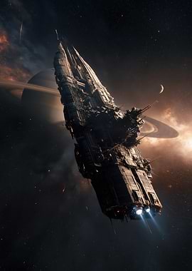 Massive Spaceship Near Saturn