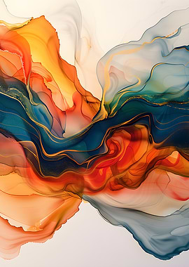 Abstract Swirls of Color and Gold