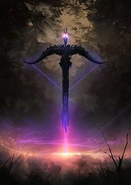 Dark Fantasy Crossbow with Purple Energy