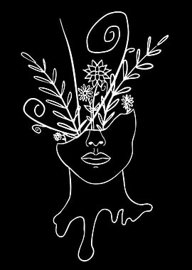 Abstract Floral Face Drip Art