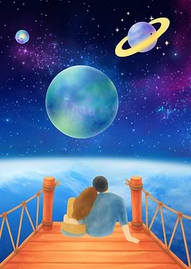 Couple watching a cosmic vista