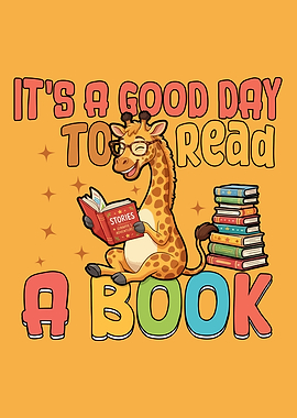 Cute Giraffe Reading a Book