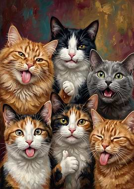 Group of Cats Making Funny Faces