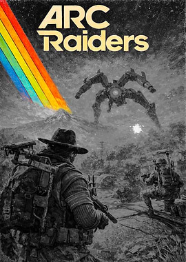 Black and White ARC Raiders Game Poster