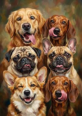 Group Portrait of Adorable Dogs