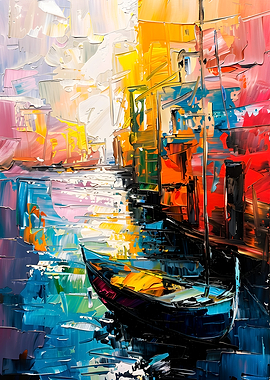 Impressionist Venetian Canal Scene