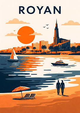 Retro Royan Beach Scene