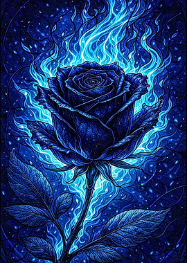 Blue Rose on Fire