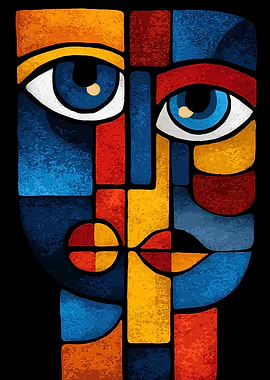 Abstract Cubist Face Portrait
