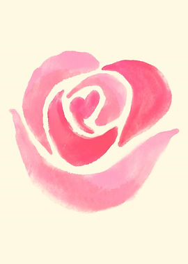Watercolor Pink Rose Illustration