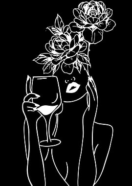 Woman with Flowers and Wine