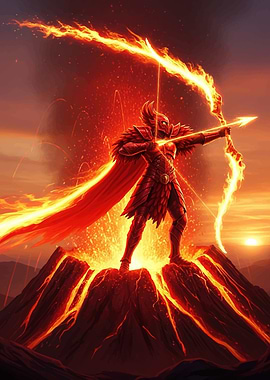 Fiery Archer on Volcano