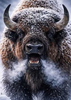 Bison in Snow
