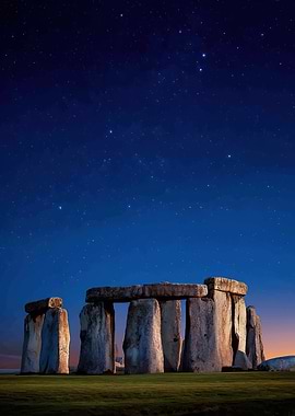 Stonehenge at Night Under Stars