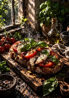 Caprese Bruschetta with Fresh Basil