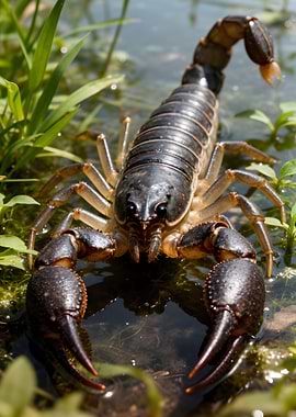 Scorpion in shallow water