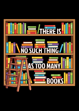 Bookshelf with Ladder and Quote