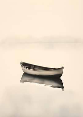 Serene Boat on Misty Water
