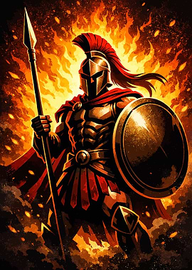 Spartan Warrior in Flames
