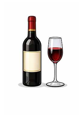 Red Wine Bottle and Glass