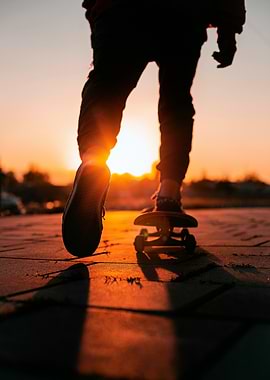 Skateboarder at Sunset