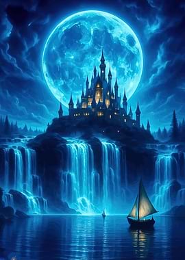 Enchanted Castle Under a Blue Moon