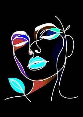 Abstract Face with Colorful Accents