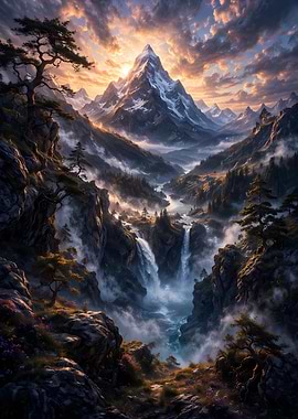 Majestic Mountain Valley Sunrise