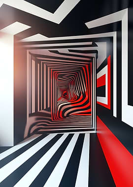 Abstract Hallway with Optical Illusion