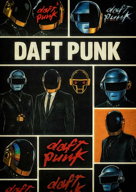 Daft Punk Helmets and Logo Collage