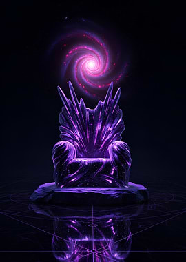 Cosmic Throne with Galaxy Swirl