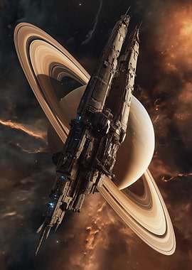 Massive Spaceship Near Saturn