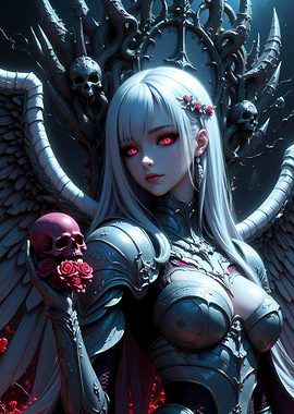 Gothic Angel with Skull and Roses