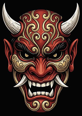 Japanese Oni Mask Illustration