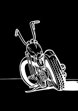 White Motorcycle on Black Background