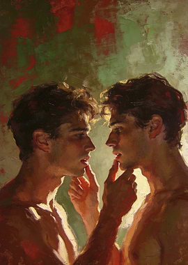 Two men in intimate pose