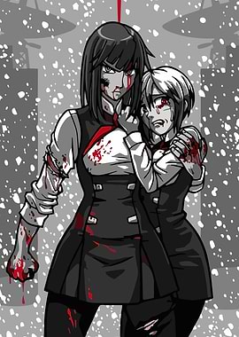 Bloody Anime Characters Embracing