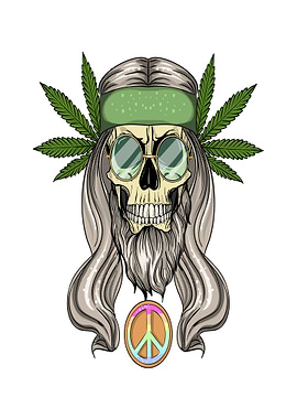 Hippie Skull with Peace Symbol