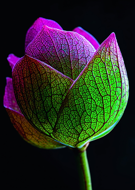 Vibrant Glowing Flower Veins Macro